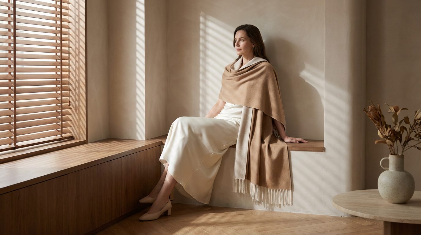 Cashmere Scarf in Warm Camel