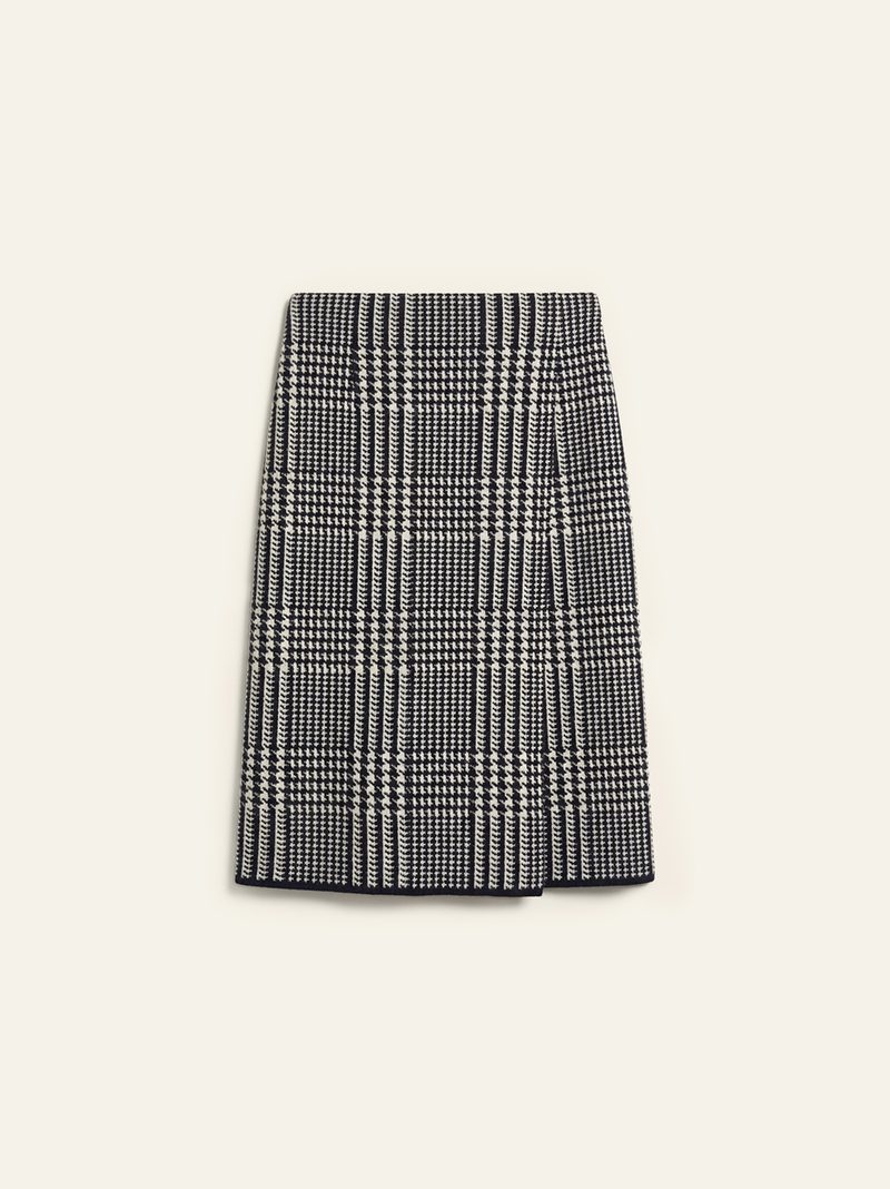 Elegant Houndstooth Cashmere Skirt