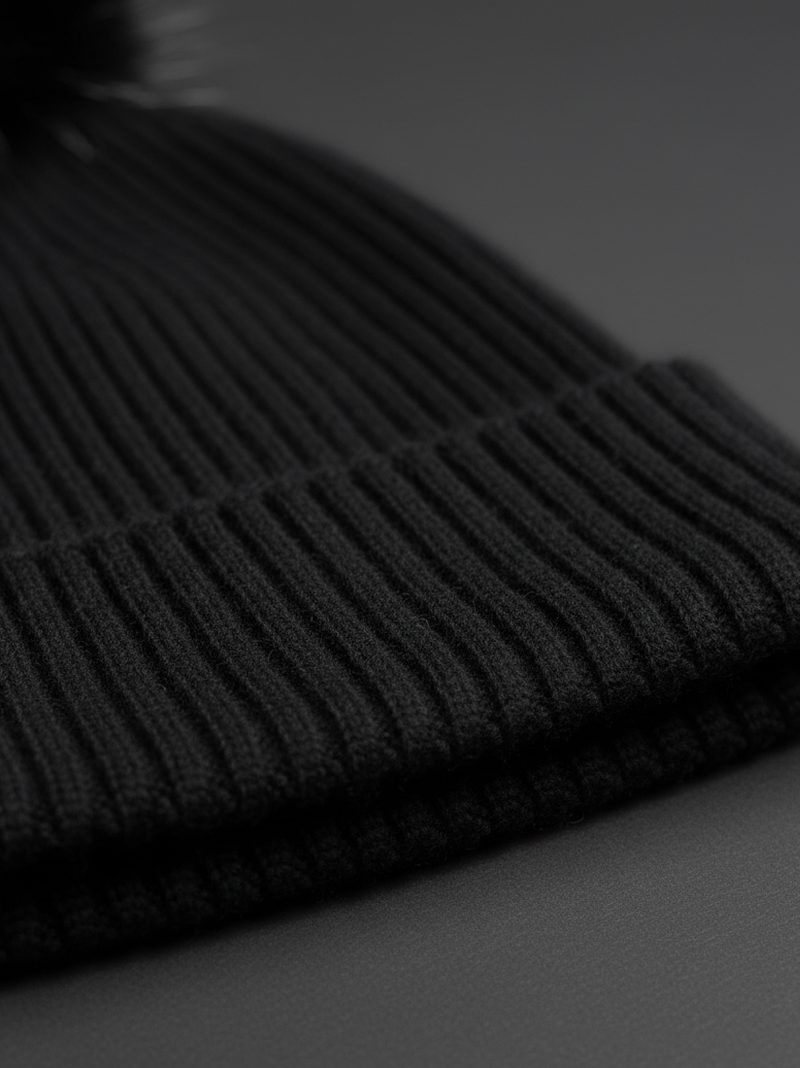 Cashmere Beanie with Pom-Pom