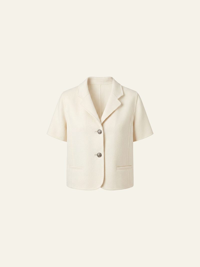 Ivory Short-Sleeve Cashmere Jacket