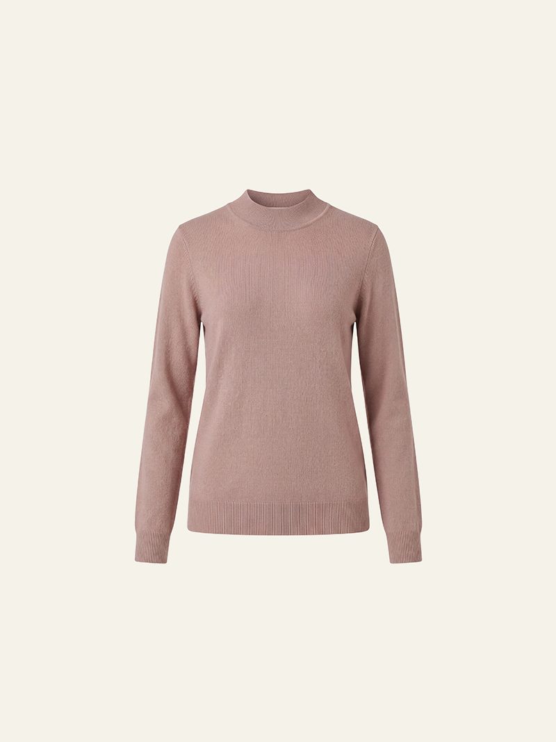 Rose Taupe Cashmere Mock Neck Sweater