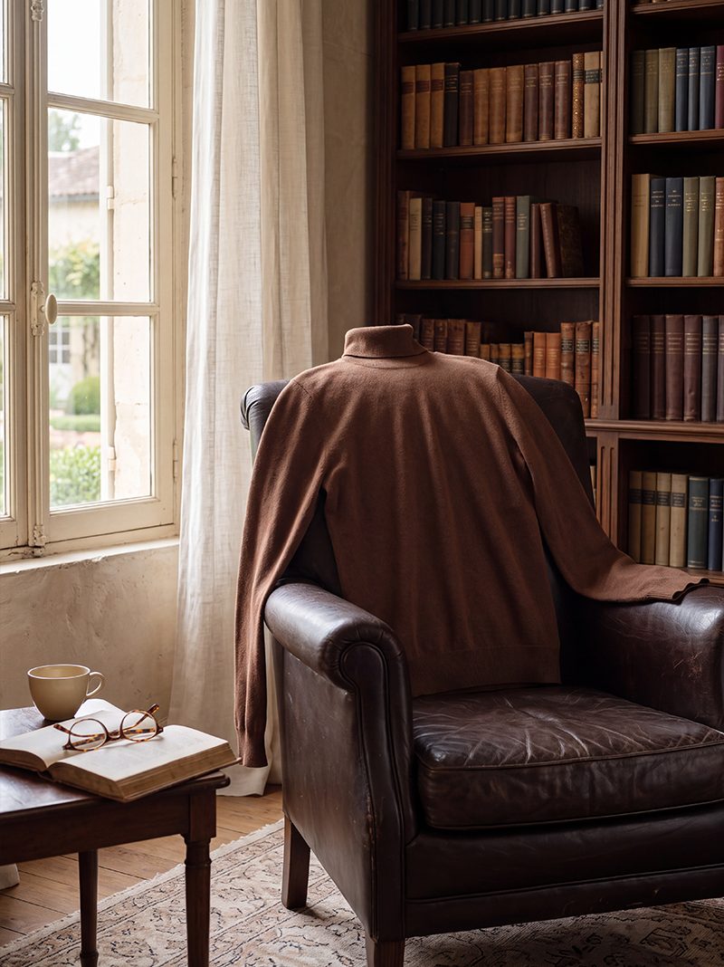Chestnut Brown Cashmere Turtleneck
