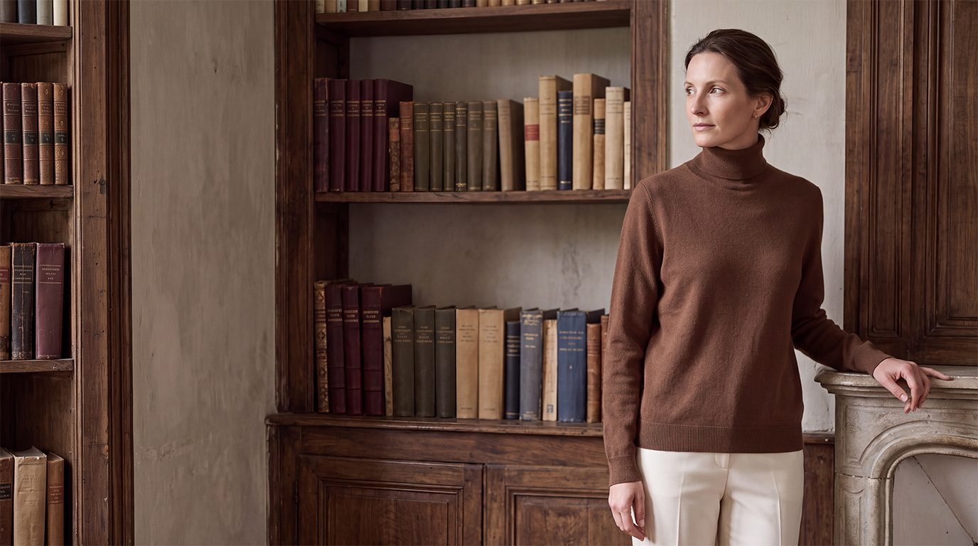 Chestnut Brown Cashmere Turtleneck