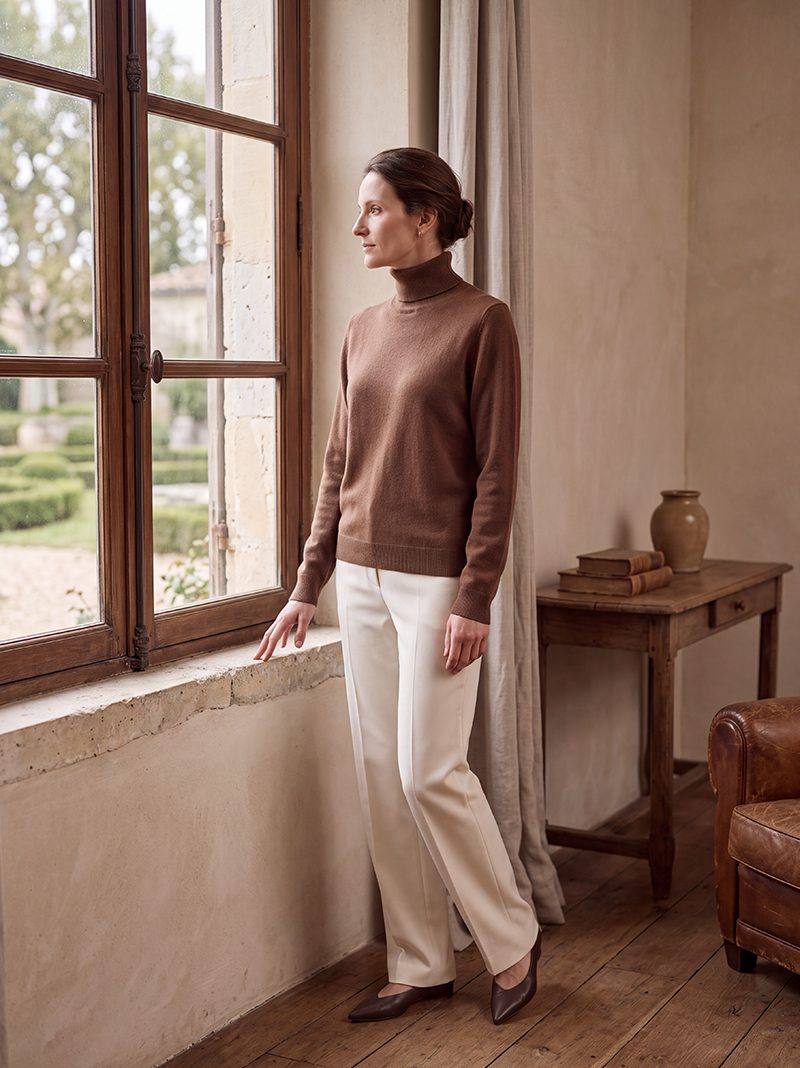 Chestnut Brown Cashmere Turtleneck